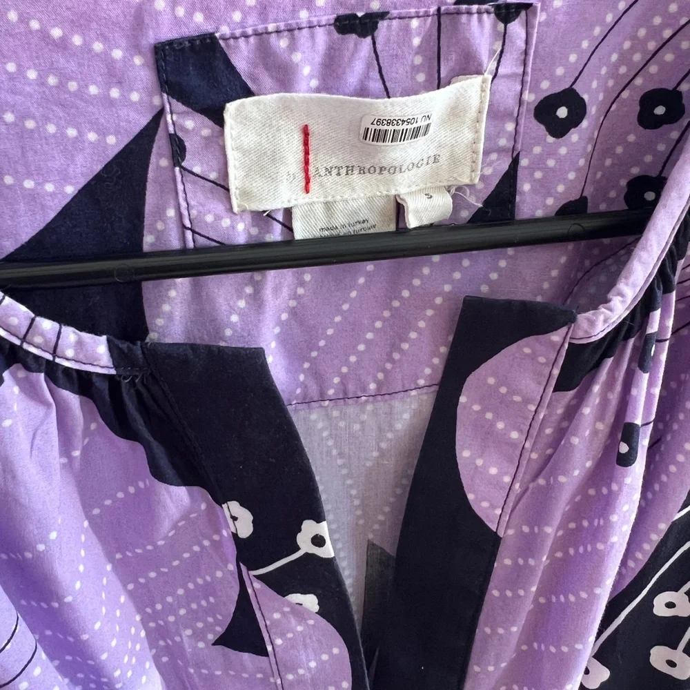 ✨ Anthropologie Purple Floral Print Dress | Elastic Waist ✨ - Picture 2 of 8